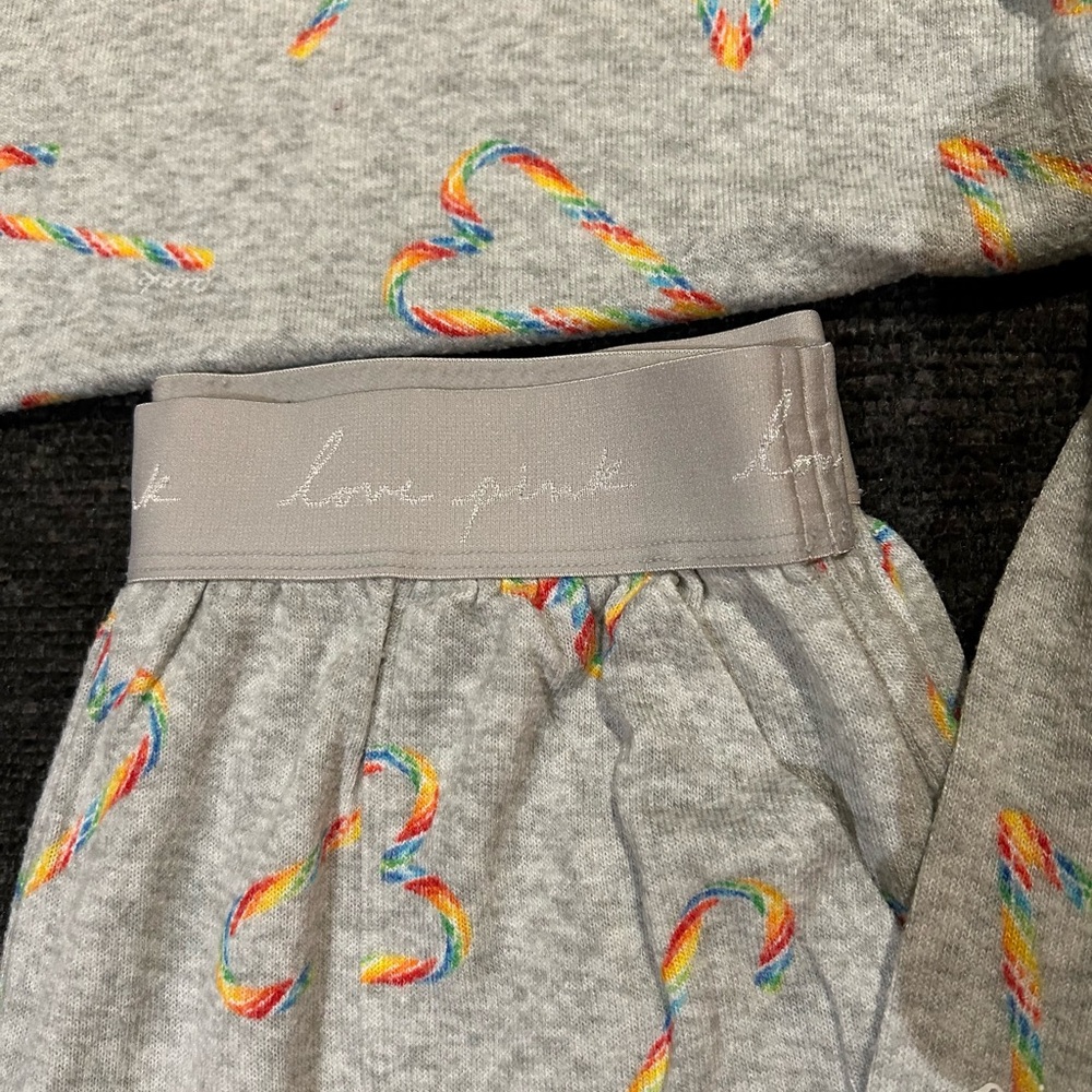 Victoria's Secret PINK Grey Candy Cane Print Pajama Pants